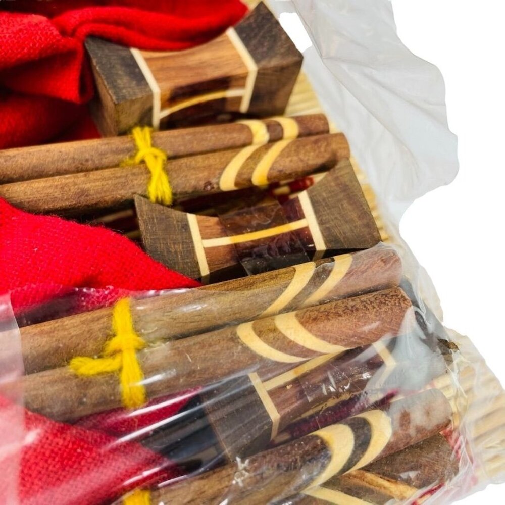 36 Piece Japanese Placemat u Inlayed Wood Chopsticks Napkins Costers Finger Bowl - Picture 5 of 5